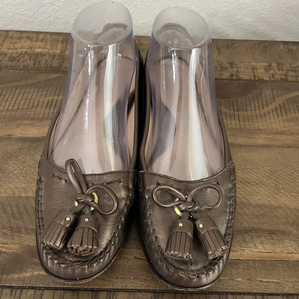 Cole Haan Brown‎ Leather Tassel Loafers Slip-On Shoes Womens Sz 7.5B